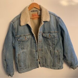 Levi's 79520 Blue Denim Jacket with cream Sherpa Collar size M Y2K woman